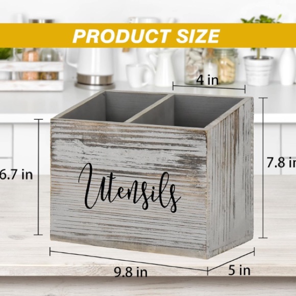 Wooden Kitchen Utensil Set with Holder - Picture 3 of 3